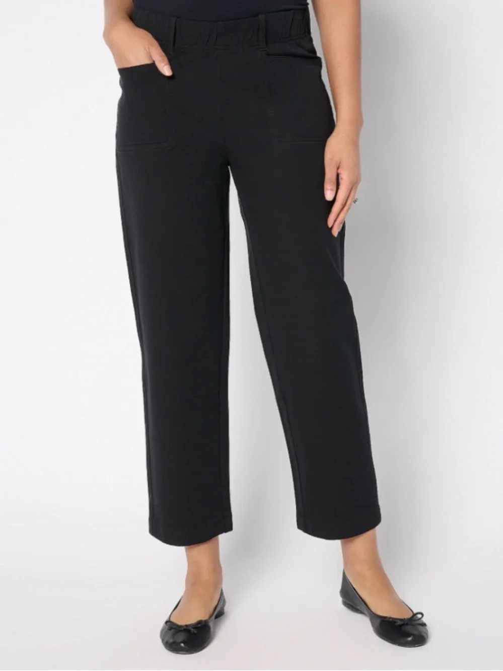 AnyBody Tall All-Stretch Twill Straight Leg Ankle Pants Size XS Tall Black